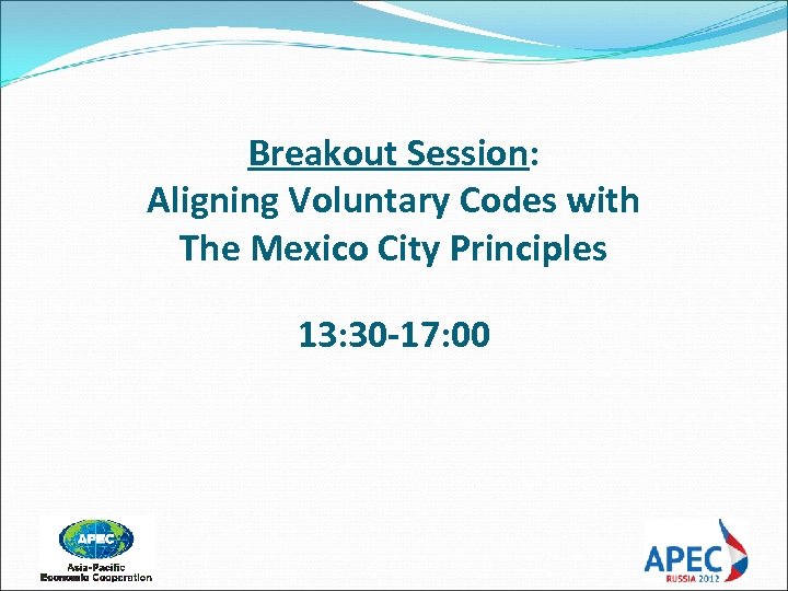 Breakout Session: Aligning Voluntary Codes with The Mexico City Principles 13: 30 -17: 00