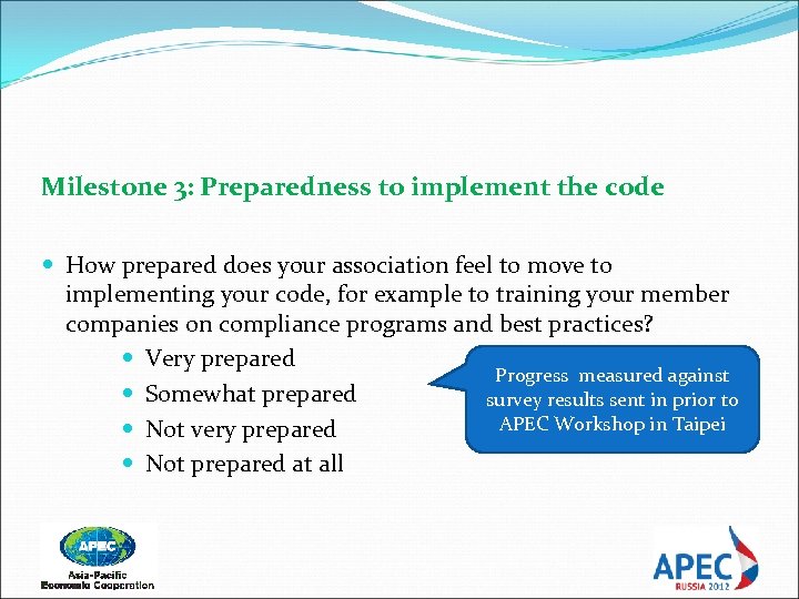 Milestone 3: Preparedness to implement the code How prepared does your association feel to