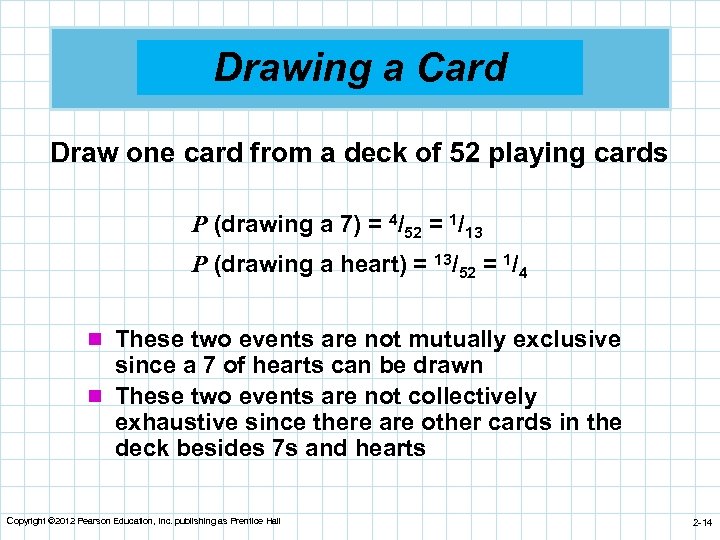 Drawing a Card Draw one card from a deck of 52 playing cards P