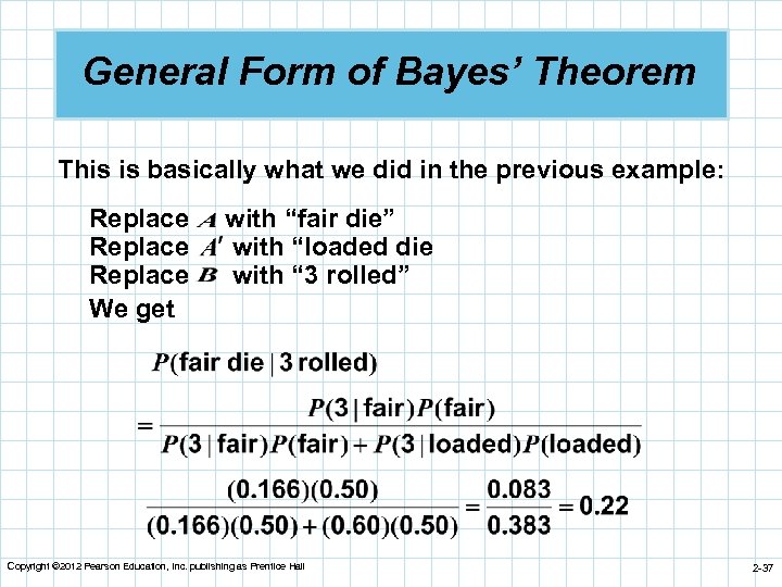 General Form of Bayes’ Theorem This is basically what we did in the previous