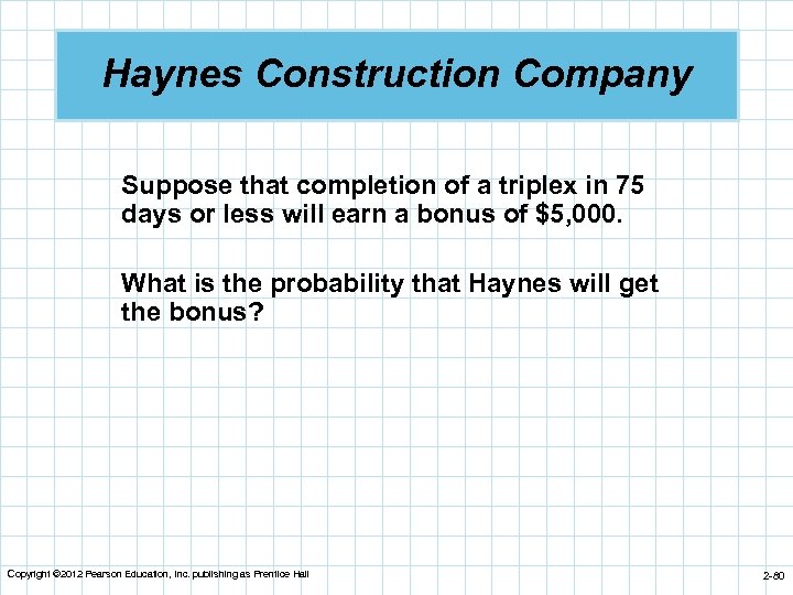 Haynes Construction Company Suppose that completion of a triplex in 75 days or less