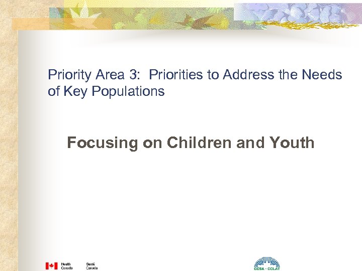 Priority Area 3: Priorities to Address the Needs of Key Populations Focusing on Children