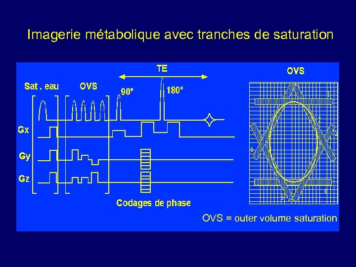 Imagerie métabolique avec tranches de saturation OVS = outer volume saturation 