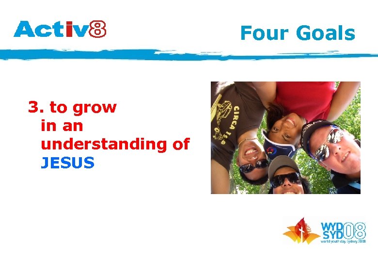 Four Goals 3. to grow in an understanding of JESUS 