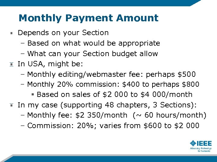 Monthly Payment Amount Depends on your Section – Based on what would be appropriate