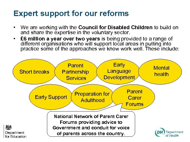 Expert support for our reforms • We are working with the Council for Disabled