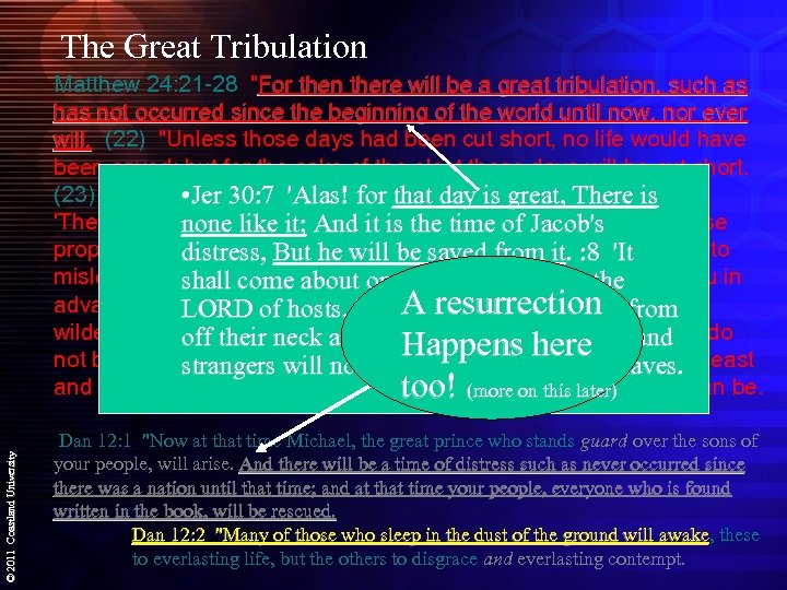The Great Tribulation © 2011 Coastland University Matthew 24: 21 -28 