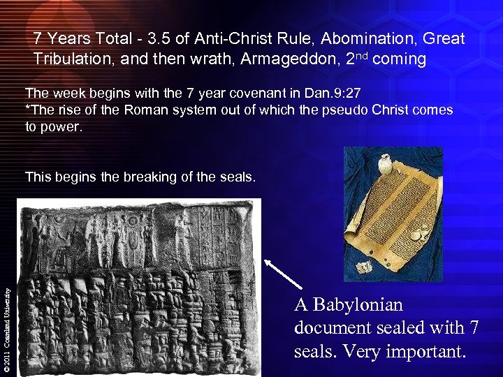 7 Years Total - 3. 5 of Anti-Christ Rule, Abomination, Great Tribulation, and then