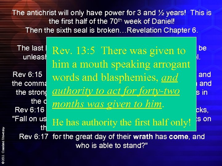 The antichrist will only have power for 3 and ½ years! This is the