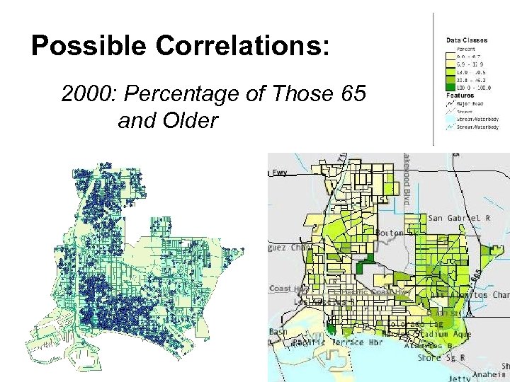 Possible Correlations: 2000: Percentage of Those 65 and Older 