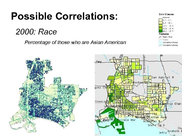 Possible Correlations: 2000: Race Percentage of those who are Asian American 