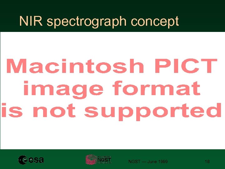 NIR spectrograph concept NGST — June 1999 18 