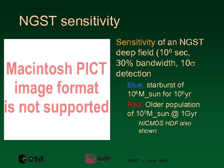 NGST sensitivity Sensitivity of an NGST deep ﬁeld (106 sec, 30% bandwidth, 10 s