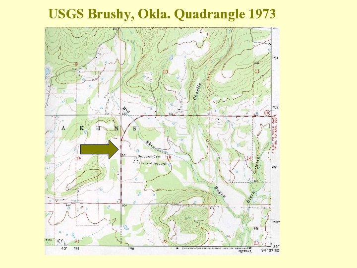 USGS Brushy, Okla. Quadrangle 1973 