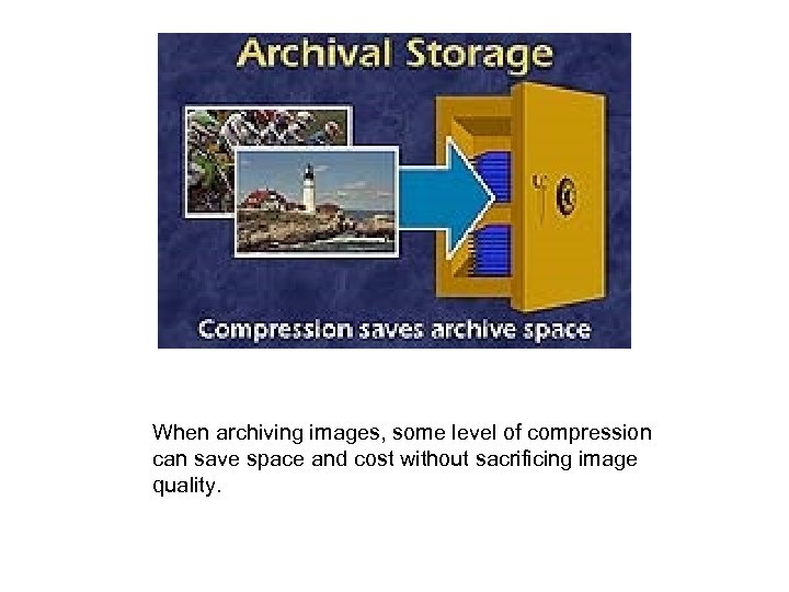  When archiving images, some level of compression can save space and cost without