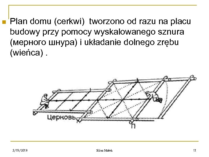 n Plan domu (cerkwi) tworzono od razu na placu budowy przy pomocy wyskalowanego sznura