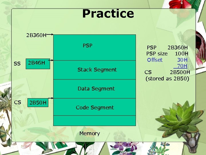 Practice 2 B 360 H PSP SS 2 B 46 H Stack Segment Data