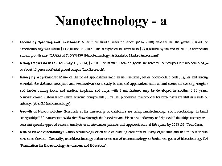 Nanotechnology - a • Increasing Spending and Investment: A technical market research report (May