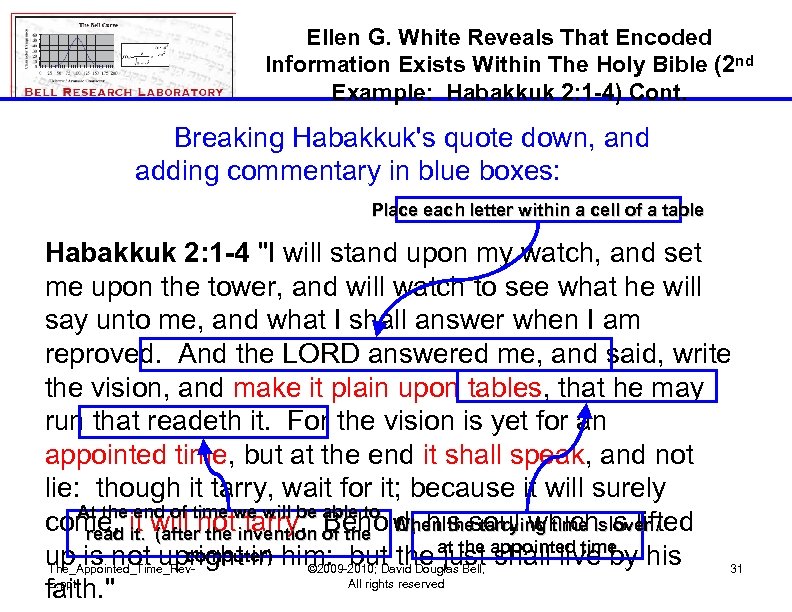 Ellen G. White Reveals That Encoded Information Exists Within The Holy Bible (2 nd