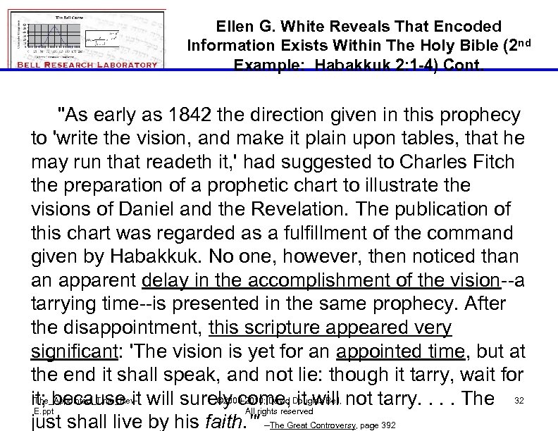 Ellen G. White Reveals That Encoded Information Exists Within The Holy Bible (2 nd