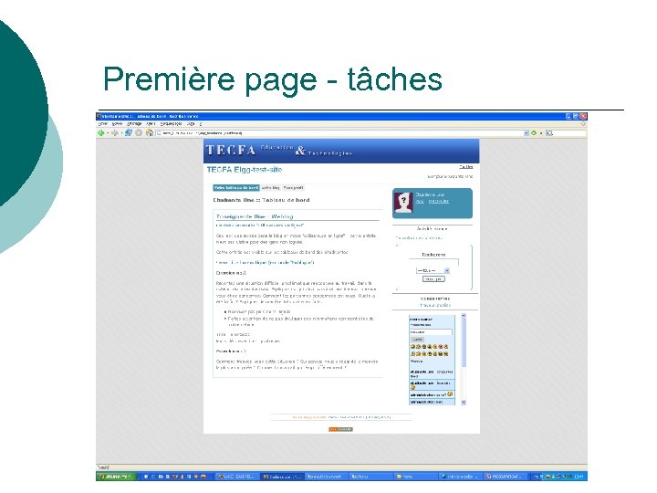 Première page - tâches 