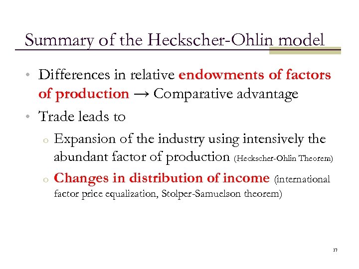 The Heckscher-Ohlin Model Appleyard Field Cobb