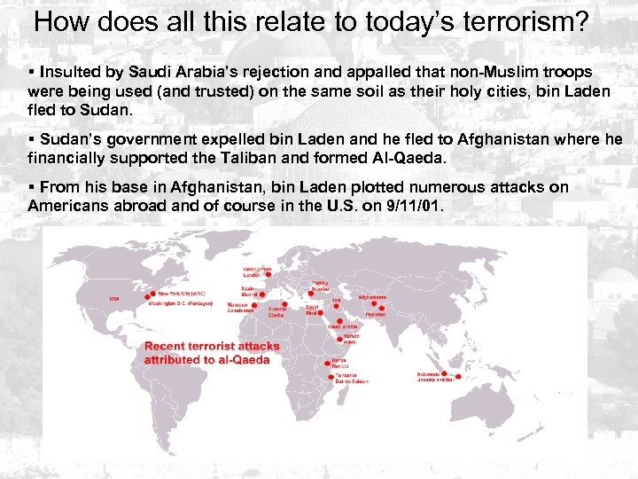 How does all this relate to today’s terrorism? § Insulted by Saudi Arabia’s rejection