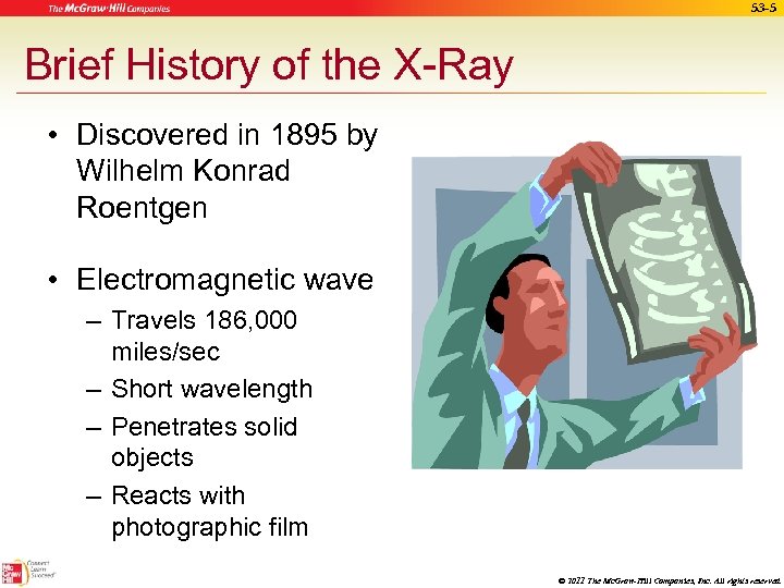 53 -5 Brief History of the X-Ray • Discovered in 1895 by Wilhelm Konrad