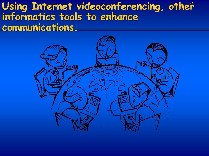 Using Internet videoconferencing, other informatics tools to enhance communications. 28 