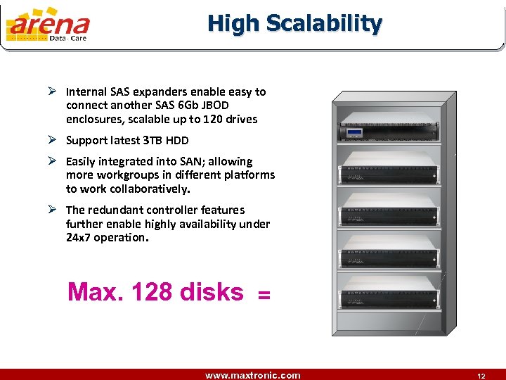 High Scalability Ø Internal SAS expanders enable easy to connect another SAS 6 Gb