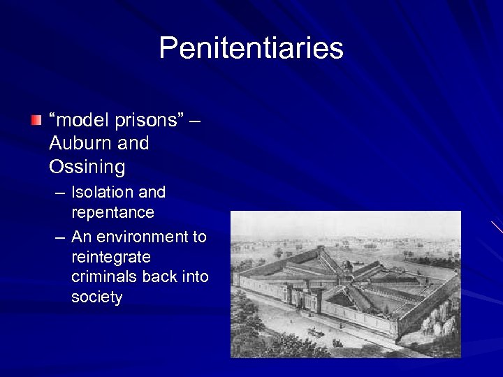 Penitentiaries “model prisons” – Auburn and Ossining – Isolation and repentance – An environment