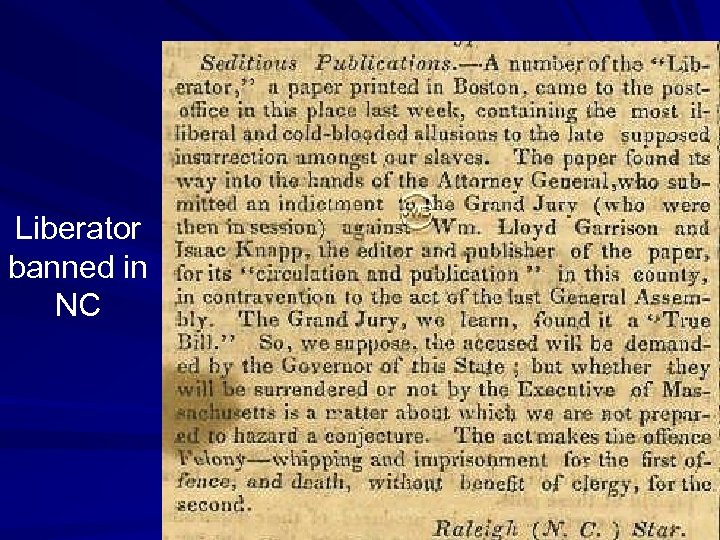 Liberator banned in NC 