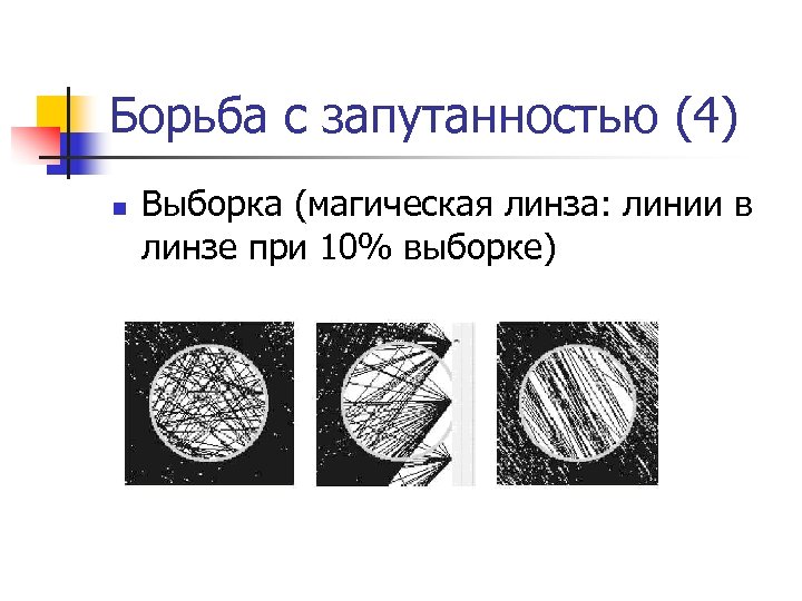 Борьба с запутанностью (4) n Выборка (магическая линза: линии в линзе при 10% выборке)