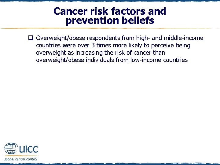 Cancer risk factors and prevention beliefs q Overweight/obese respondents from high- and middle-income countries