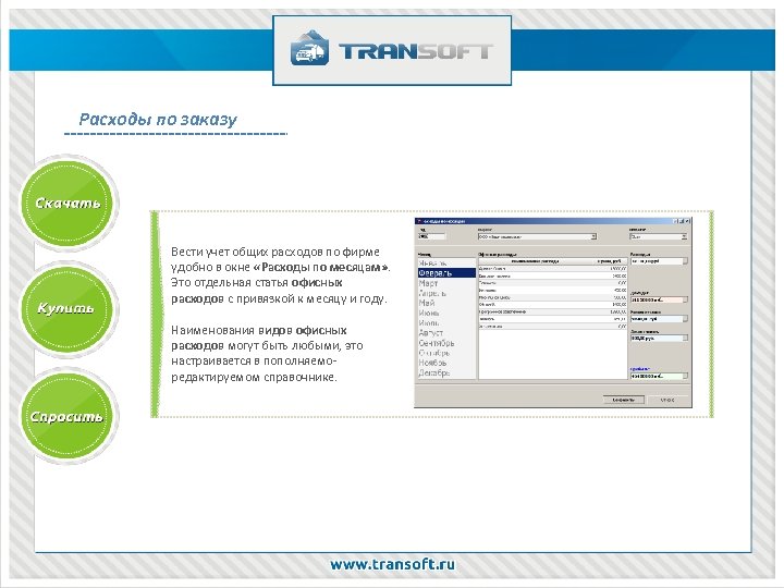 Расходы по заказу Вести учет общих расходов по фирме удобно в окне «Расходы по