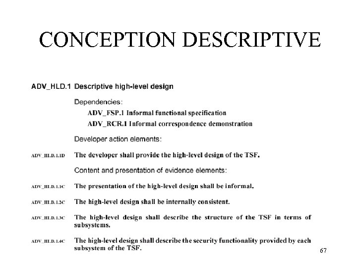 CONCEPTION DESCRIPTIVE 67 
