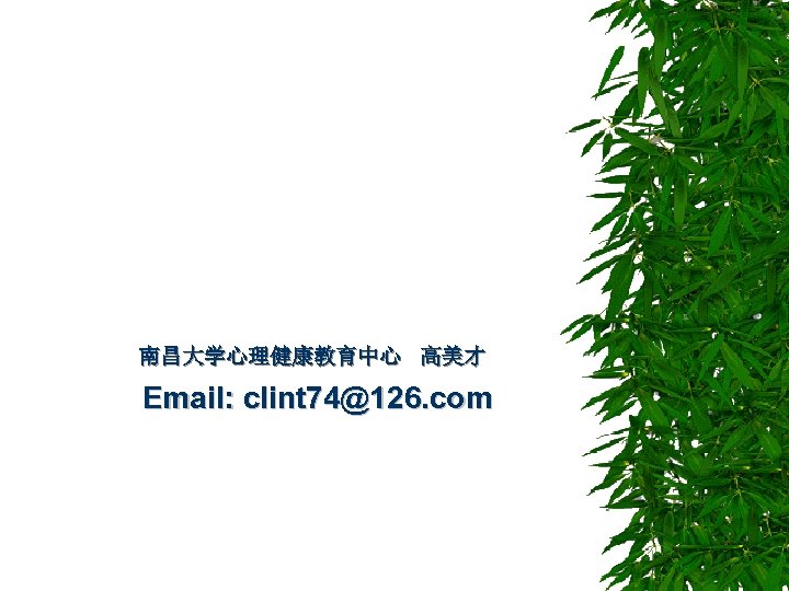 南昌大学心理健康教育中心 高美才 Email: clint 74@126. com 