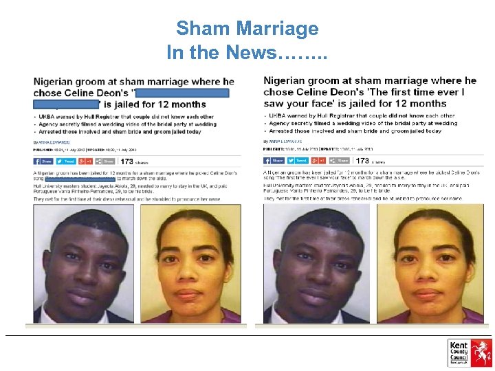 Sham Marriage In the News……. . 