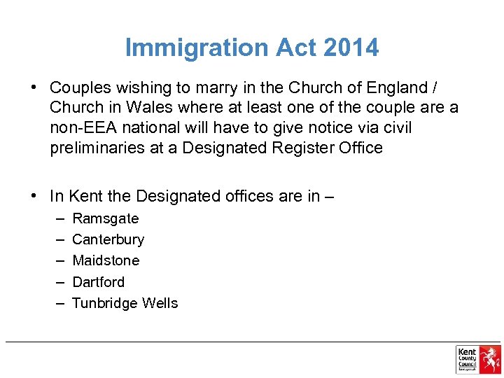 Immigration Act 2014 • Couples wishing to marry in the Church of England /