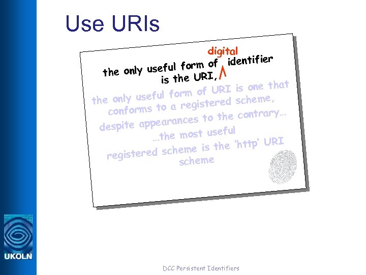 Use URIs digital tifier orm of iden ful f the only use is the