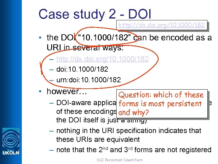 Case study 2 - DOI http: //dx. doi. org/10. 1000/182 • the DOI “