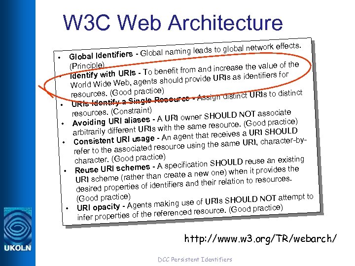 W 3 C Web Architecture al network effects. l naming leads to glob -