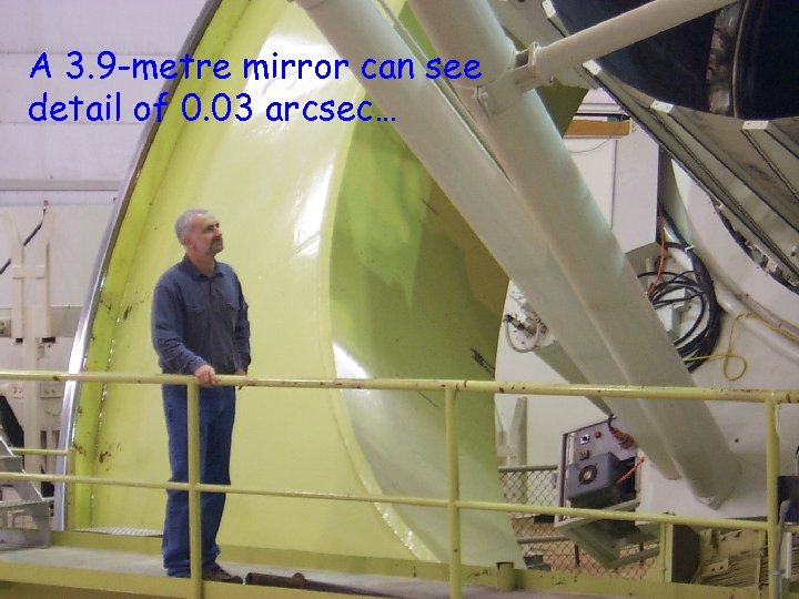 A 3. 9 -metre mirror can see detail of 0. 03 arcsec… 