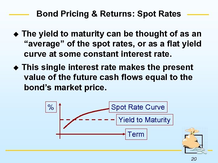 Bond Pricing & Returns: Spot Rates u The yield to maturity can be thought