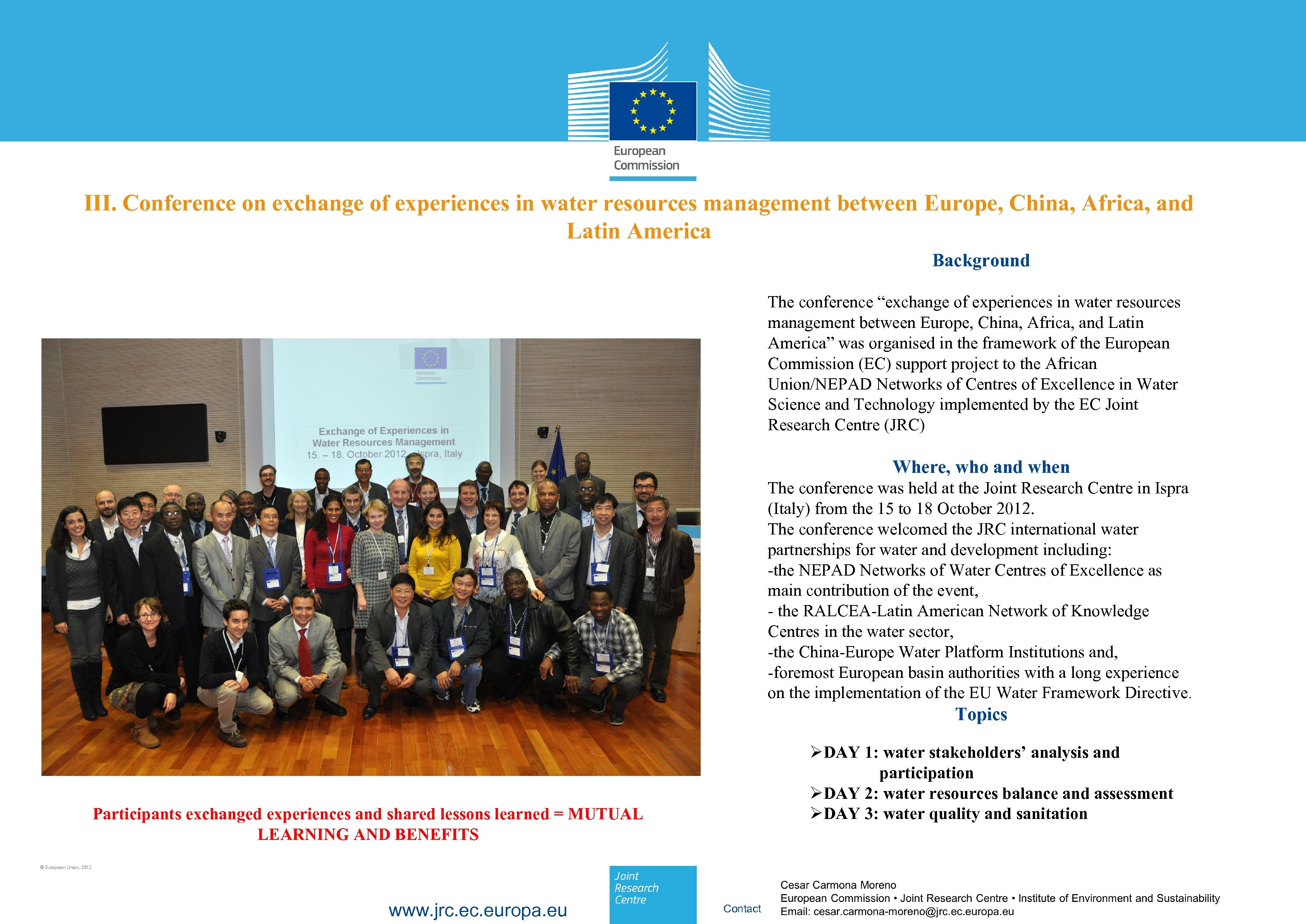 III. Conference on exchange of experiences in water resources management between Europe, China, Africa,