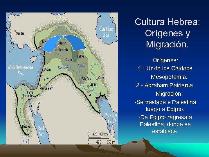 Cultura Hebrea: Orígenes y Migración. Orígenes: 1. - Ur de los Caldeos. Mesopotamia. 2.
