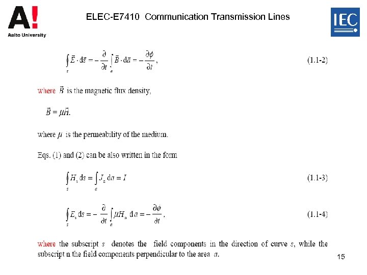 ELEC-E 7410 Communication Transmission Lines 15 