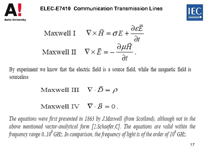 ELEC-E 7410 Communication Transmission Lines 17 