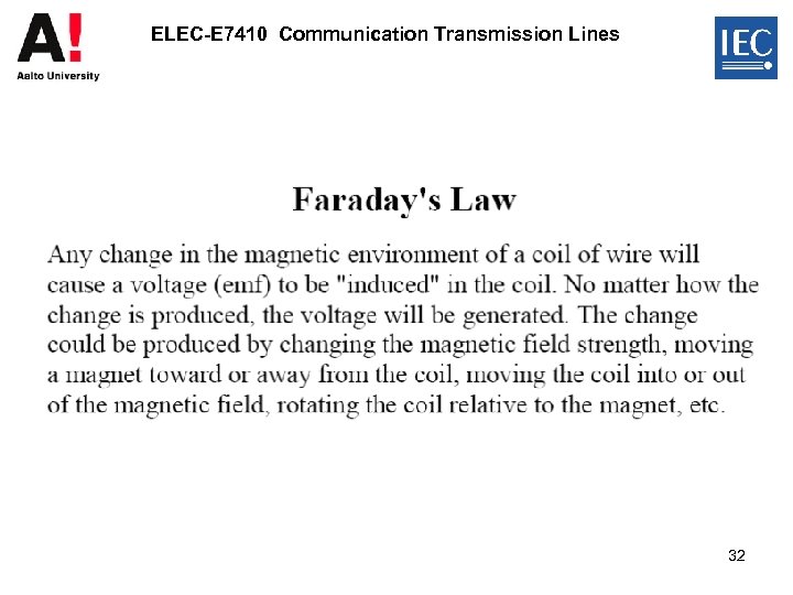 ELEC-E 7410 Communication Transmission Lines 32 