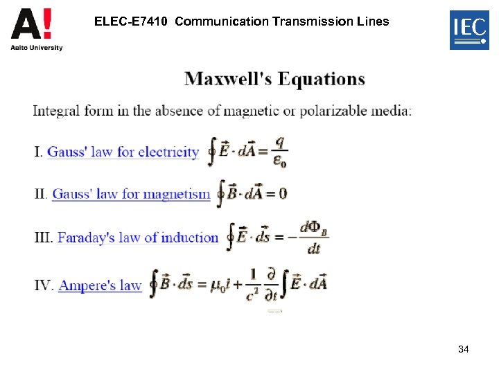 ELEC-E 7410 Communication Transmission Lines 34 